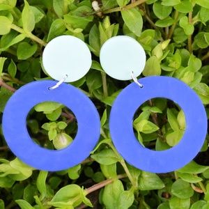 Blue Dangle Clay Earrings *The Penelope*